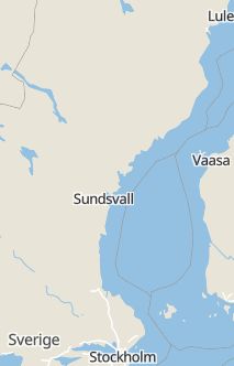 Översiktskarta som visar hela Sverige med en markör som visar ungefär var händelsen inträffat
