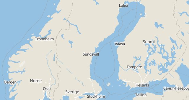 Karta som med röd fyrkant ramar in Sundsvall, Sollefteå, Örnsköldsvik, Älandsbro, Härnösand, Västernorrlands län