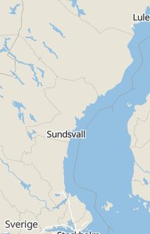 Översiktskarta som visar hela Sverige med en markör som visar ungefär var händelsen inträffat