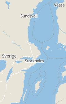 Översiktskarta som visar hela Sverige med en markör som visar ungefär var händelsen inträffat