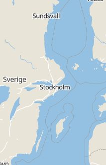 Översiktskarta som visar hela Sverige med en markör som visar ungefär var händelsen inträffat