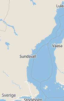 Översiktskarta som visar hela Sverige med en markör som visar ungefär var händelsen inträffat