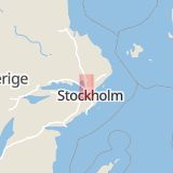 Karta som med röd fyrkant ramar in Smedby, Johanneslundsvägen, Rotebro, Upplands väsby, Stockholms län
