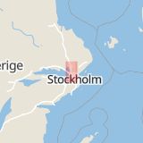 Karta som med röd fyrkant ramar in Smedby, Trafikplats Glädjen, Upplands väsby, Stockholms län