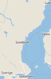 Översiktskarta som visar hela Sverige med en markör som visar ungefär var händelsen inträffat