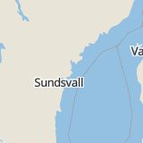 Karta som med röd fyrkant ramar in Järnvägsgatan, Bondsjöstaden, Härnösand, Västernorrlands län