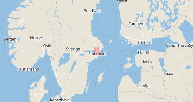 Karta som med röd fyrkant ramar in Väsby, Upplands väsby, Stockholms län