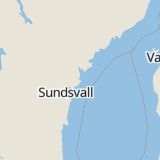 Karta som med röd fyrkant ramar in Sundsvall, Kolsta, Myre, Härnösand, Lövudden, Stationsgatan, Bondsjöstaden, Västernorrlands län