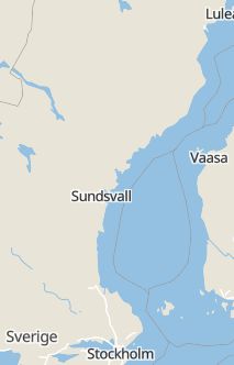 Översiktskarta som visar hela Sverige med en markör som visar ungefär var händelsen inträffat