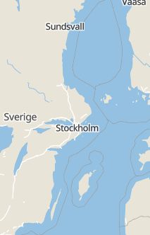 Översiktskarta som visar hela Sverige med en markör som visar ungefär var händelsen inträffat