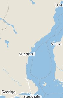 Översiktskarta som visar hela Sverige med en markör som visar ungefär var händelsen inträffat