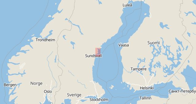 Karta som med röd fyrkant ramar in Härnösand, Västernorrlands län