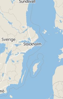 Översiktskarta som visar hela Sverige med en markör som visar ungefär var händelsen inträffat
