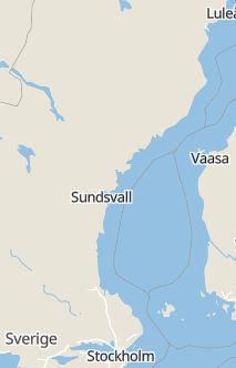 Översiktskarta som visar hela Sverige med en markör som visar ungefär var händelsen inträffat