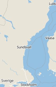 Översiktskarta som visar hela Sverige med en markör som visar ungefär var händelsen inträffat