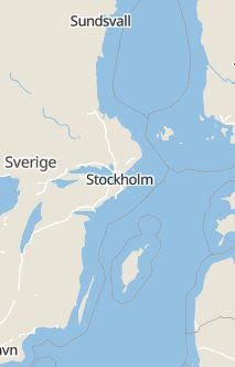 Översiktskarta som visar hela Sverige med en markör som visar ungefär var händelsen inträffat