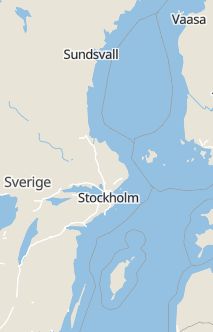 Översiktskarta som visar hela Sverige med en markör som visar ungefär var händelsen inträffat