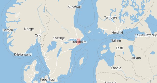 Karta som med röd fyrkant ramar in Huvudsta, Solna, Stockholms län