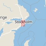 Karta som med röd fyrkant ramar in Sjödalen, Lännavägen, Storängsleden, Huddinge, Stockholms län