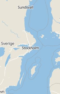 Översiktskarta som visar hela Sverige med en markör som visar ungefär var händelsen inträffat