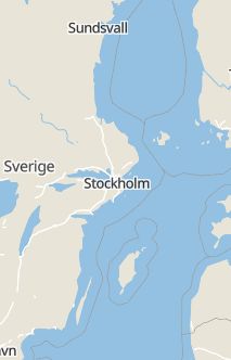 Översiktskarta som visar hela Sverige med en markör som visar ungefär var händelsen inträffat