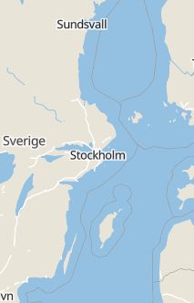Översiktskarta som visar hela Sverige med en markör som visar ungefär var händelsen inträffat