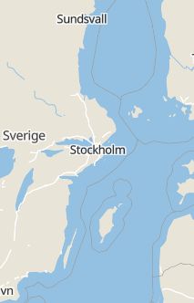 Översiktskarta som visar hela Sverige med en markör som visar ungefär var händelsen inträffat