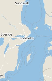 Översiktskarta som visar hela Sverige med en markör som visar ungefär var händelsen inträffat