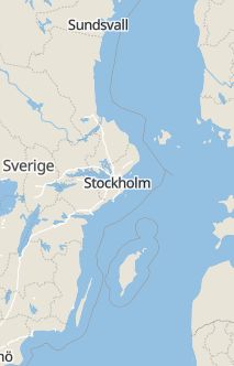 Översiktskarta som visar hela Sverige med en markör som visar ungefär var händelsen inträffat