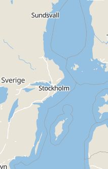 Översiktskarta som visar hela Sverige med en markör som visar ungefär var händelsen inträffat