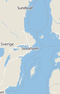 Översiktskarta som visar hela Sverige med en markör som visar ungefär var händelsen inträffat