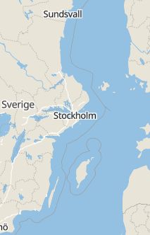 Översiktskarta som visar hela Sverige med en markör som visar ungefär var händelsen inträffat
