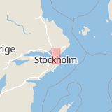 Karta som med röd fyrkant ramar in Viggbyholm, Täby Kommun, Trafikplats Bergshamra, Solna, Stockholms län