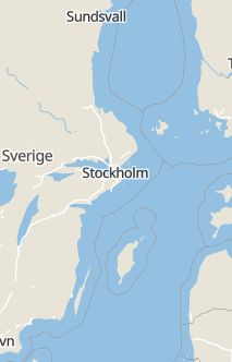 Översiktskarta som visar hela Sverige med en markör som visar ungefär var händelsen inträffat