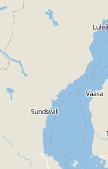 Översiktskarta som visar hela Sverige med en markör som visar ungefär var händelsen inträffat