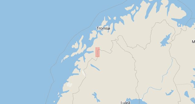 Karta som med röd fyrkant ramar in Riksgränsen, Kiruna, Norrbottens län