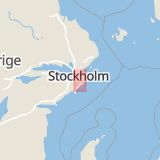 Karta som med röd fyrkant ramar in Trångsund, Korpstigen, Huddinge, Stockholms län