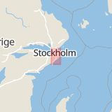 Karta som med röd fyrkant ramar in Skogås, Huddinge, Stockholms län