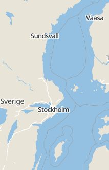 Översiktskarta som visar hela Sverige med en markör som visar ungefär var händelsen inträffat