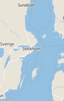 Översiktskarta som visar hela Sverige med en markör som visar ungefär var händelsen inträffat