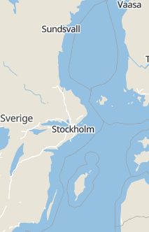 Översiktskarta som visar hela Sverige med en markör som visar ungefär var händelsen inträffat