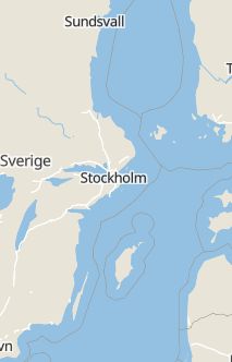 Översiktskarta som visar hela Sverige med en markör som visar ungefär var händelsen inträffat