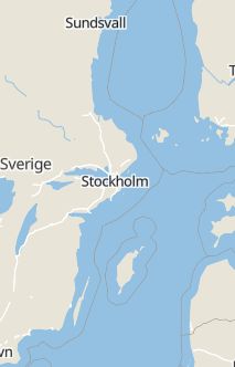 Översiktskarta som visar hela Sverige med en markör som visar ungefär var händelsen inträffat