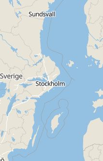 Översiktskarta som visar hela Sverige med en markör som visar ungefär var händelsen inträffat