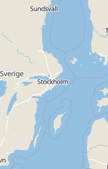 Översiktskarta som visar hela Sverige med en markör som visar ungefär var händelsen inträffat