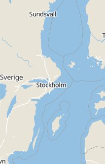 Översiktskarta som visar hela Sverige med en markör som visar ungefär var händelsen inträffat