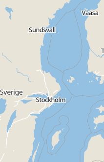 Översiktskarta som visar hela Sverige med en markör som visar ungefär var händelsen inträffat