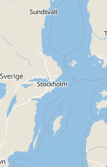 Översiktskarta som visar hela Sverige med en markör som visar ungefär var händelsen inträffat