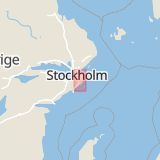 Karta som med röd fyrkant ramar in Gudö, Haninge, Stockholms län
