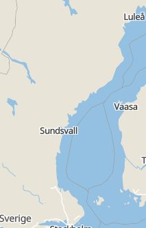 Översiktskarta som visar hela Sverige med en markör som visar ungefär var händelsen inträffat